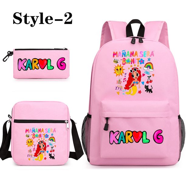 Cartoon Manana Sera Bonito 3 Piece Backpack Boys Women's Cute Rucksack Shoulder Bag Pencil Bag Teenage School Bag