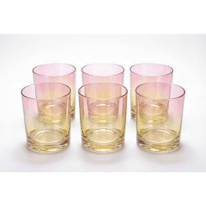 Danny Home - Pack 6 Vasos Vidrio Whisky Coctel Diseño Tornasol 410Ml