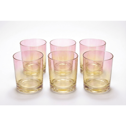 Danny Home - Pack 6 Vasos Vidrio Whisky Coctel Diseño Tornasol 410Ml