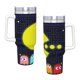 thumbnail image 4 of Pacman Vaso aislado de acero inoxidable con asa, diseño temático, regalo para familia, amigos y fans; incluye pajita y encaja en el portavasos estándar, 40 oz, 4 of 6