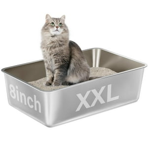 Caja De Arena Egmehoad De Acero Inoxidable Xxl Para Grandes Felinos