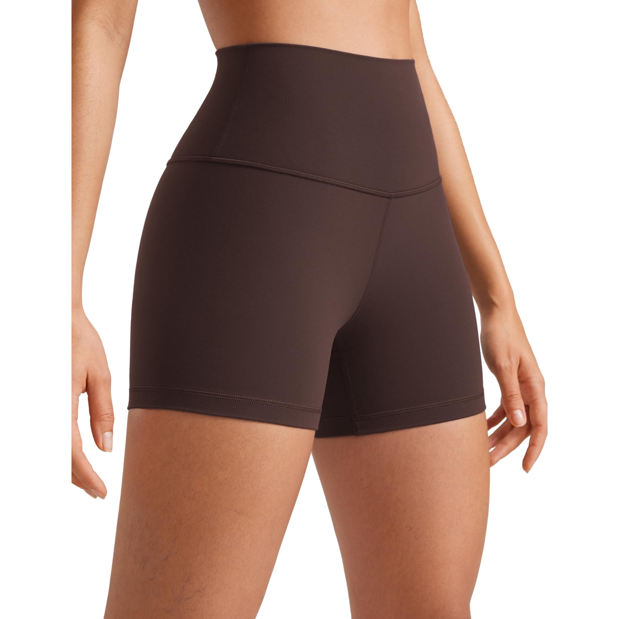 Shorts Crz Yoga Butterluxe Tiro Alto 10 Cm Marrón Talla Pequeña