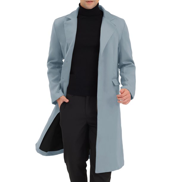 Abrigos para Hombre INSPIRE CHIC de un Solo Pecho con Cuello de Solapa, Manga Larga, Abertura Trasera, Talla XL, Gris Oscuro
