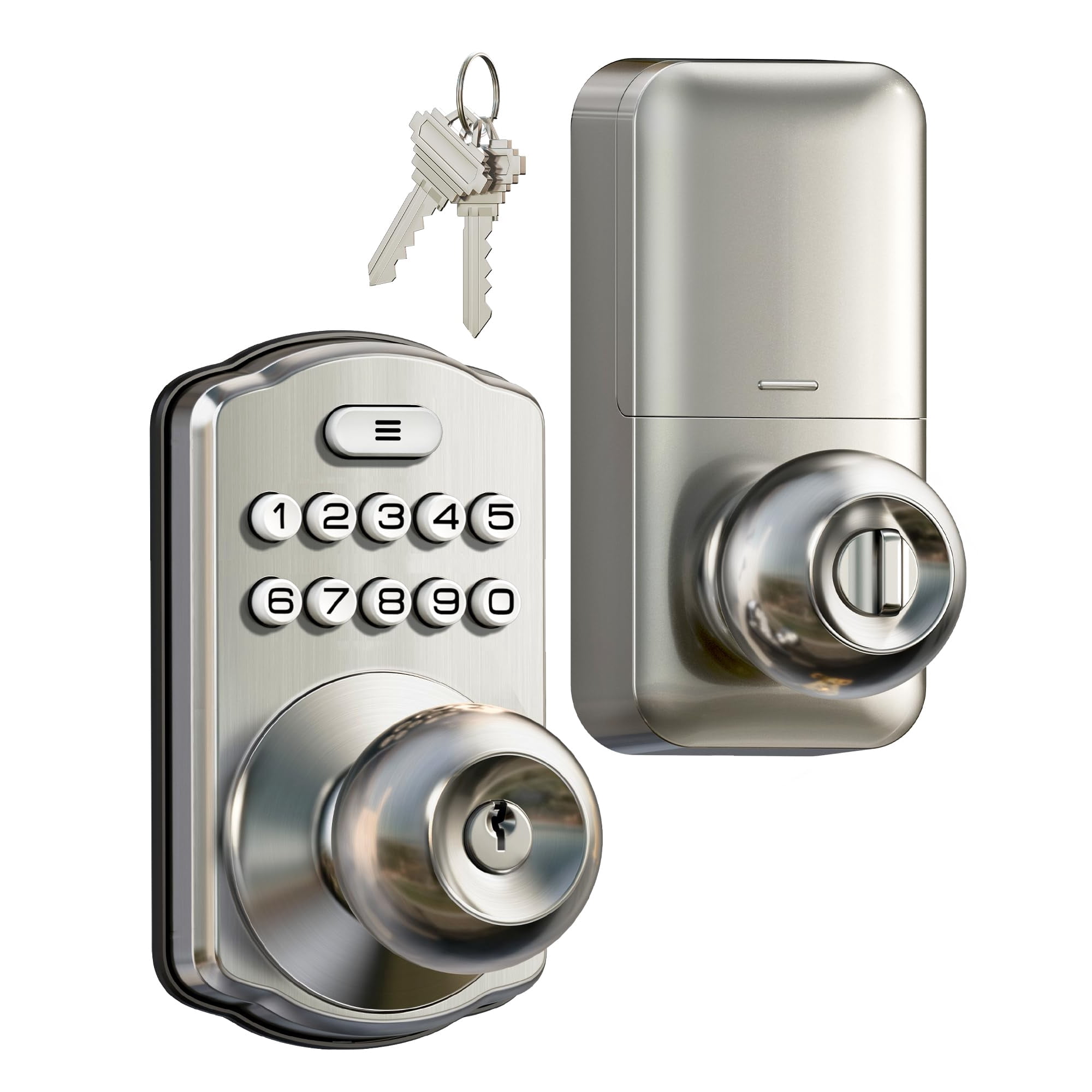 Pomo De Puerta Con Teclado Veise Ks03, Entrada Sin Llave, Níquel Satinado