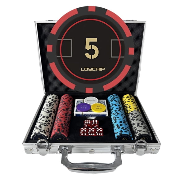 Set de póker LOYCHIP de 200 piezas con fichas pesadas y estuche de aluminio