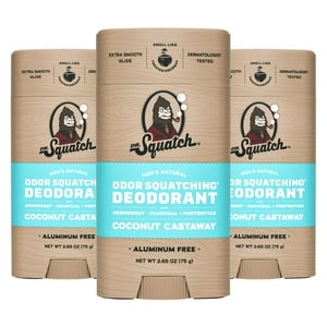 Desodorante Dr. Squatch Natural Coconut Castaway Para Hombre, 80 Ml, Paquete De 3