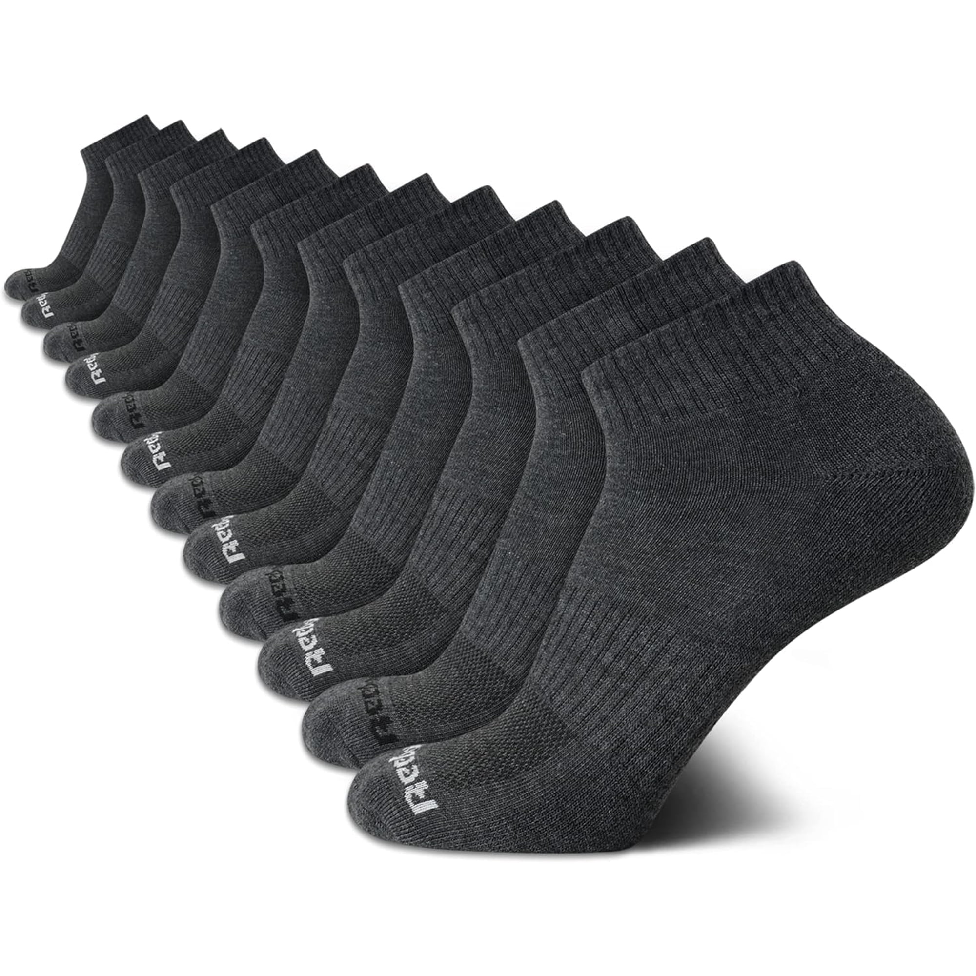 Calcetines Reebok Quarter Para Hombre, Paquete De 12, Tallas 6-12.5, Todos Grises
