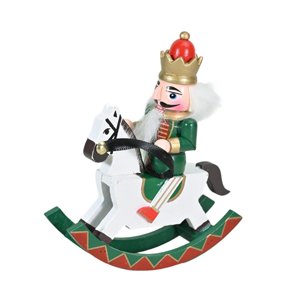 Magideal - Cascanueces Decoración Navideña Figura Coleccionable Marioneta Soldado De Madera Escultura Clásica En Caballo Balancín Adecuado Para Fiestas Y Decorar Verde