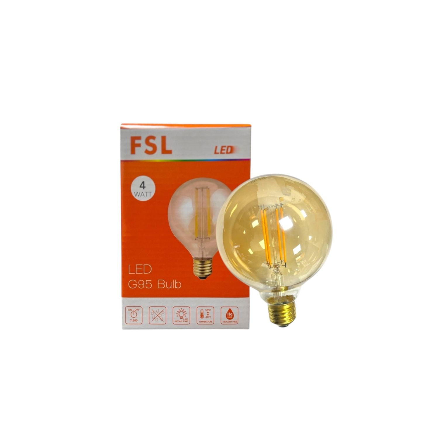 Pack X2 Ampolleta Led Vintage Filament G95 4w 2200k/e27 De Fsl