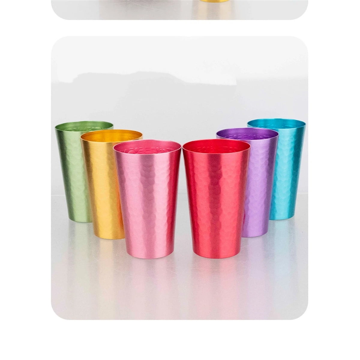 Xusx111 - Juego De Vasos De Aluminio Coloridos De 6, Vasos De Metal De Colores, Resistentes A La Destrucción, Apilables, 6 Colores Metálicos - 15,8 Onzas / 450ml