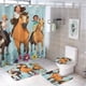 thumbnail image 1 of Spirit: Cabalgando libre-theme 4-Piece Shower Curtain Set with Rugs, Waterproof Bathroom Decor Set Includes Bath Mat, U-Shaped Rug, Toilet Lid Cover and Curtain with Hooks, 1 of 6