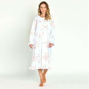 Bbz Barbizon - Camisa De Dormir Tradicional Luz Blanco Estampado