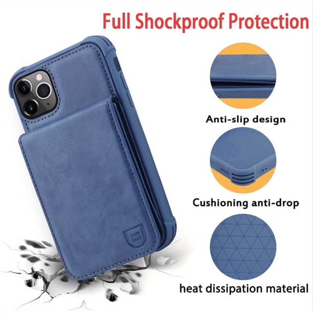 Leather Magnetic Wallet Case for iPhone 12/12 Pro - Shockproof, Credit Card Holder, Screen Protector & Kickstand Included!
