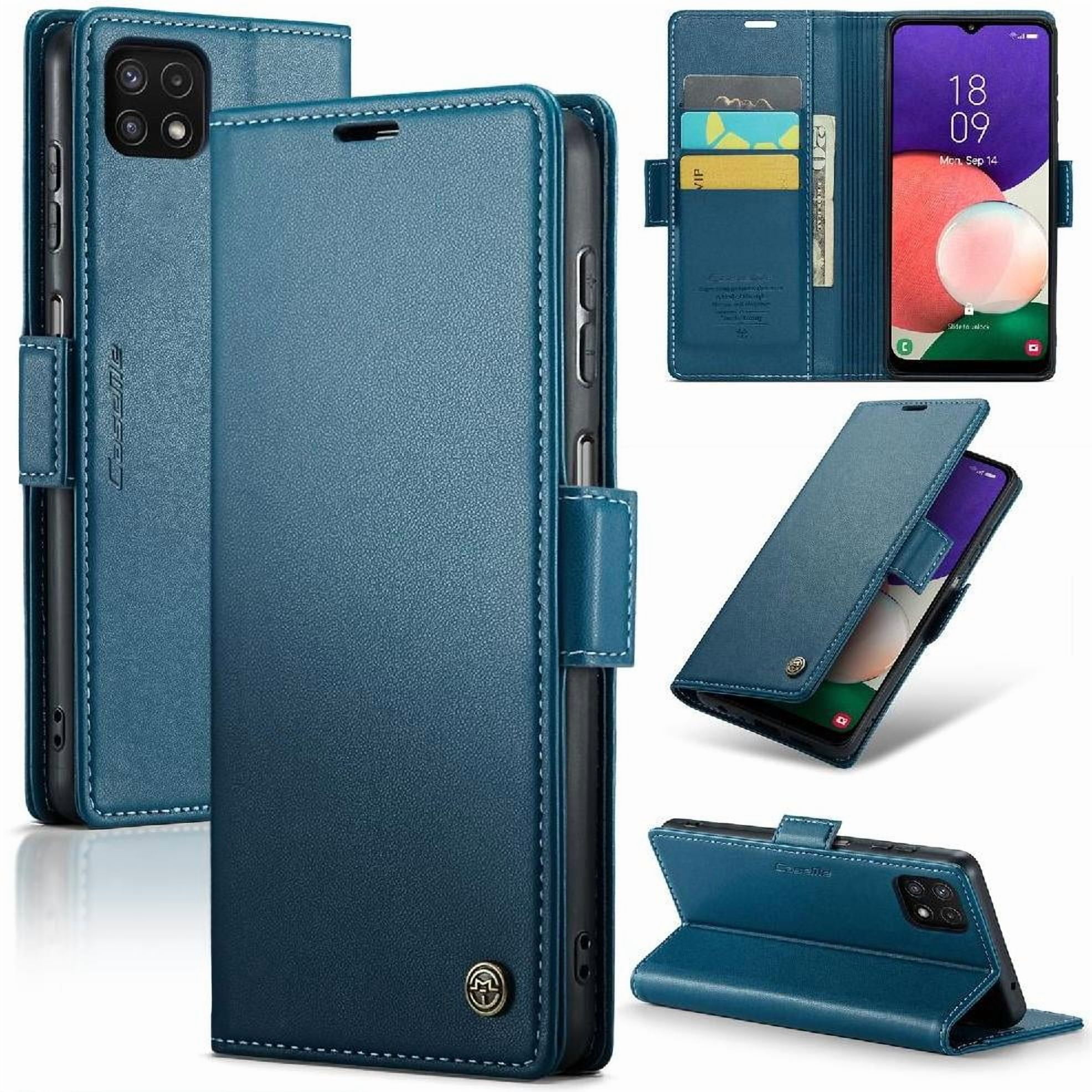 Caseme Tipo Cartera Samsung Galaxy A22s Con Cierre Magnético, Rfid, Tarjetero, Soporte, Carga Inalámbrica