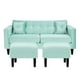thumbnail image 1 of Sofa New Retro 3c + 2 Pouf Felpa 00 Verde Agua, 1 of 6