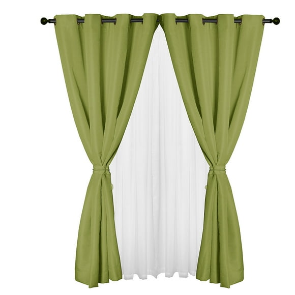 Set Cortinas 8 Piezas Yasmin Pistacho