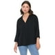 thumbnail image 1 of Blusa Mujer Cuello Camisero M/L Negro Lisa Corona, 1 of 5