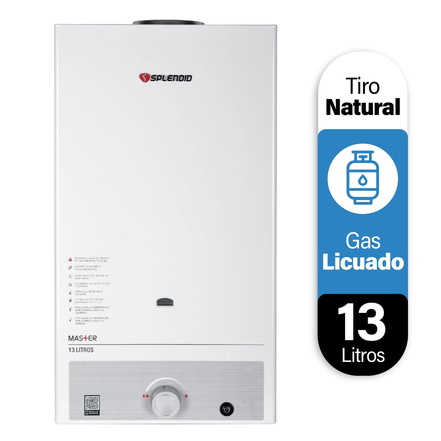 Splendid - Calefon 13 Litros Gas Licuado Tiro Natural