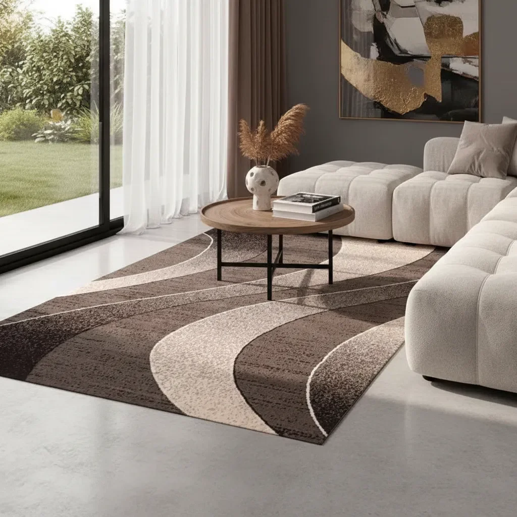 Casadeliacl - Alfombra Pasillera 3d Decorativa W.m G Moderna 1.8 M 60 Cm Rallas Beige Y Café