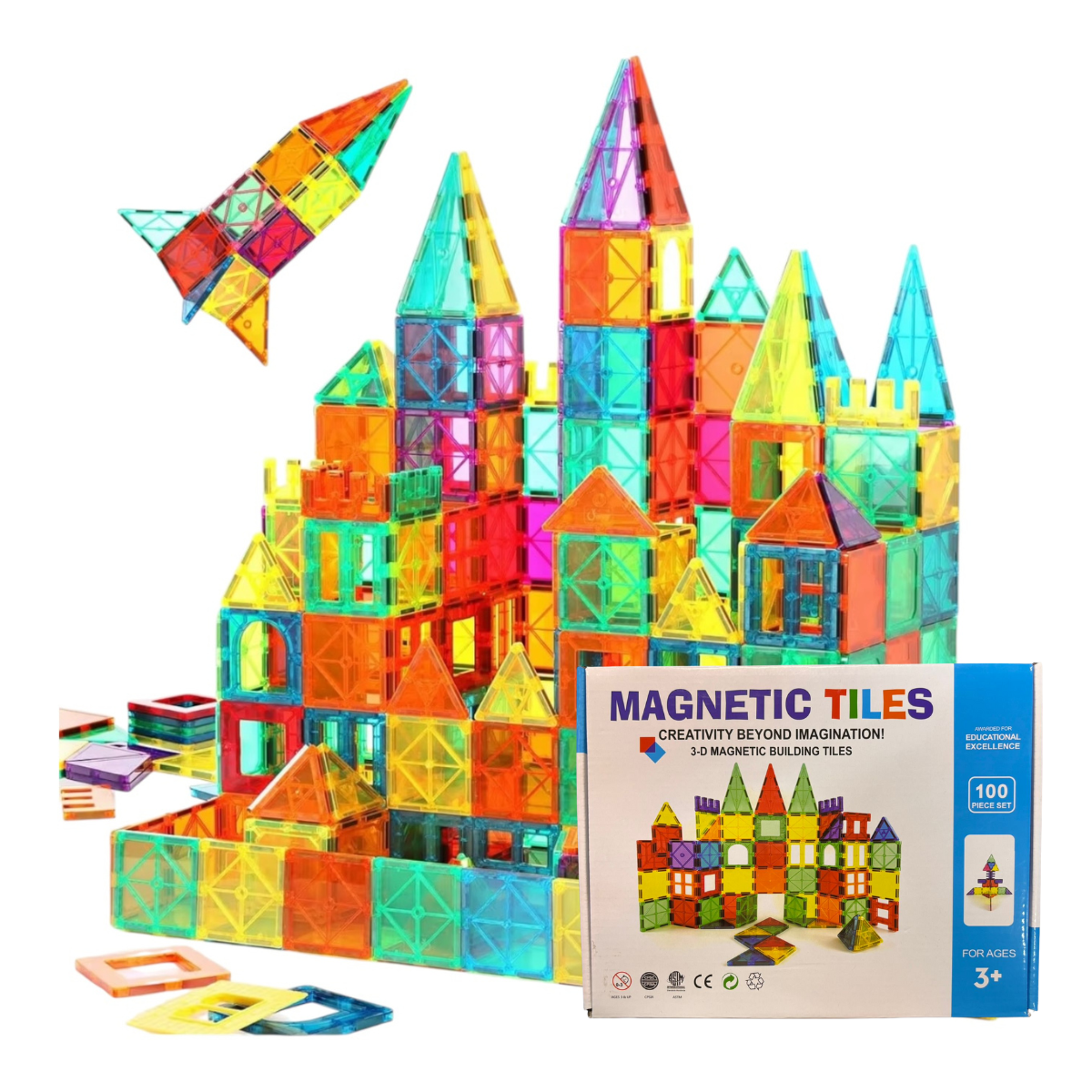 Soloferta - Juego De Bloques De Construcción Magnéticos 3d 100 Piezas