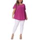 thumbnail image 4 of Blusa de gasa de talla grande para mujer de Agnes Orinda, camisa de doble capa, cuello redondo, mangas cortas con volantes, tops casuales para el trabajo, 4X, púrpura, 4 of 8