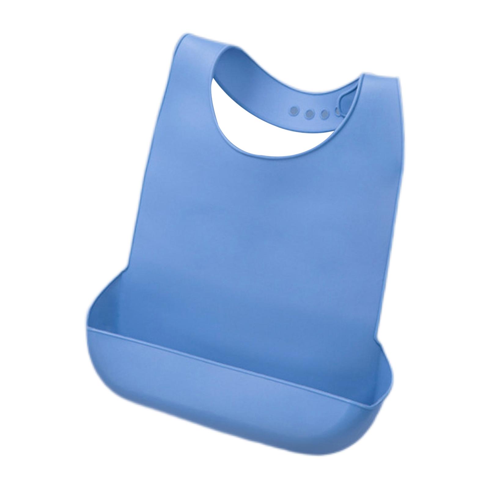 Ioensy - Babero Adulto Con Recolector De Migas Fácil De Limpiar Para Pacientes Discapacitados Mayores M Azul