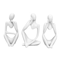 Bothyi - Figurita De Pensador Abstracto De Resina, Adorno De Mesa Para Hoteles, Chimenea, Color Blanco, 3 Piezas