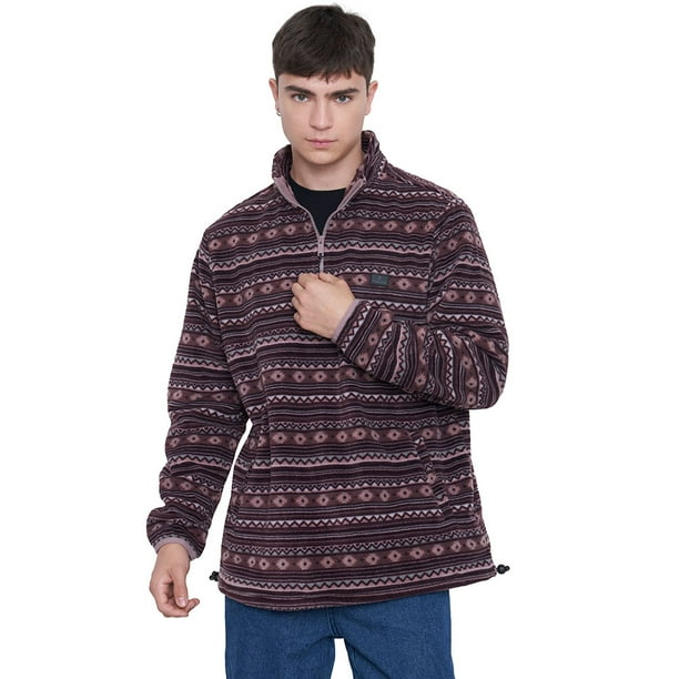 Polerón Polar Hombre Print Half Zipper Rosado Étnico Corona