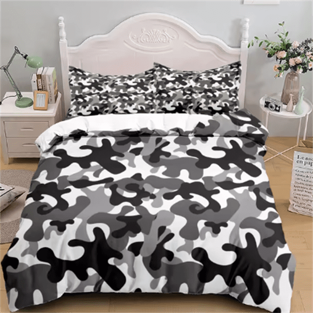 v2323 Bed Sheets Camouflage Soldier Campus Duvet Cover Set EU Single Double King US Twin Full Queen Cal Children Bed Linen Set 3-Piece Bedding Set (1 Duvet Cover + 2 Pillow Shams) Bed Sheets ju2323
