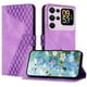 thumbnail image 1 of Funda tipo cartera para Oukitel C62 con tarjetero, bolsillo para billetes, soporte, cierre magnético y correa para la muñeca, funda tipo folio con textura geométrica morado, 1 of 5