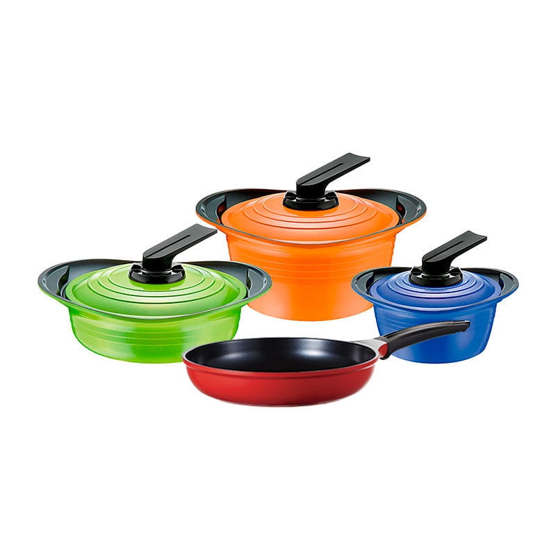 Roichen - Batería De Cocina Premium 7 Piezas Cerámica Multicolor