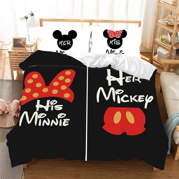 3D Cartoon Mickey Minnie Bedding Set Duvet Cover Sets Comforter Bed Linen Twin Queen King Single Size Boys Girls Gift Bed Sheets