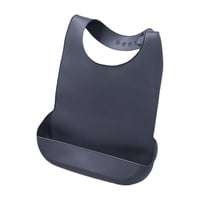 Magideal - Babero De Silicona Para Adultos Con Recogedor De Migas, Ajustable, Gran Regalo, Protectores De Ropa, Delantal Suave Impermeable Para Abuelos, Hombres, Mujeres, Abuelas, Hogar M Gris