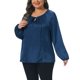 thumbnail image 4 of Agnes Orinda Conjuntos de Halloween para Mujeres Blusas de Talla Grande con Lazo Frontal y Abertura Manga Larga Camisa Elegante 2025 Blusa de Otoño 4X Azul Marino, 4 of 6