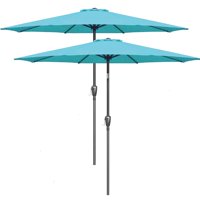 Sombrilla De Patio Simple Deluxe De 2,7 M, Para Exteriores, Con 8 Varillas Resistentes Para Jardín, Terraza, Patio Y Piscina, Color Turquesa.