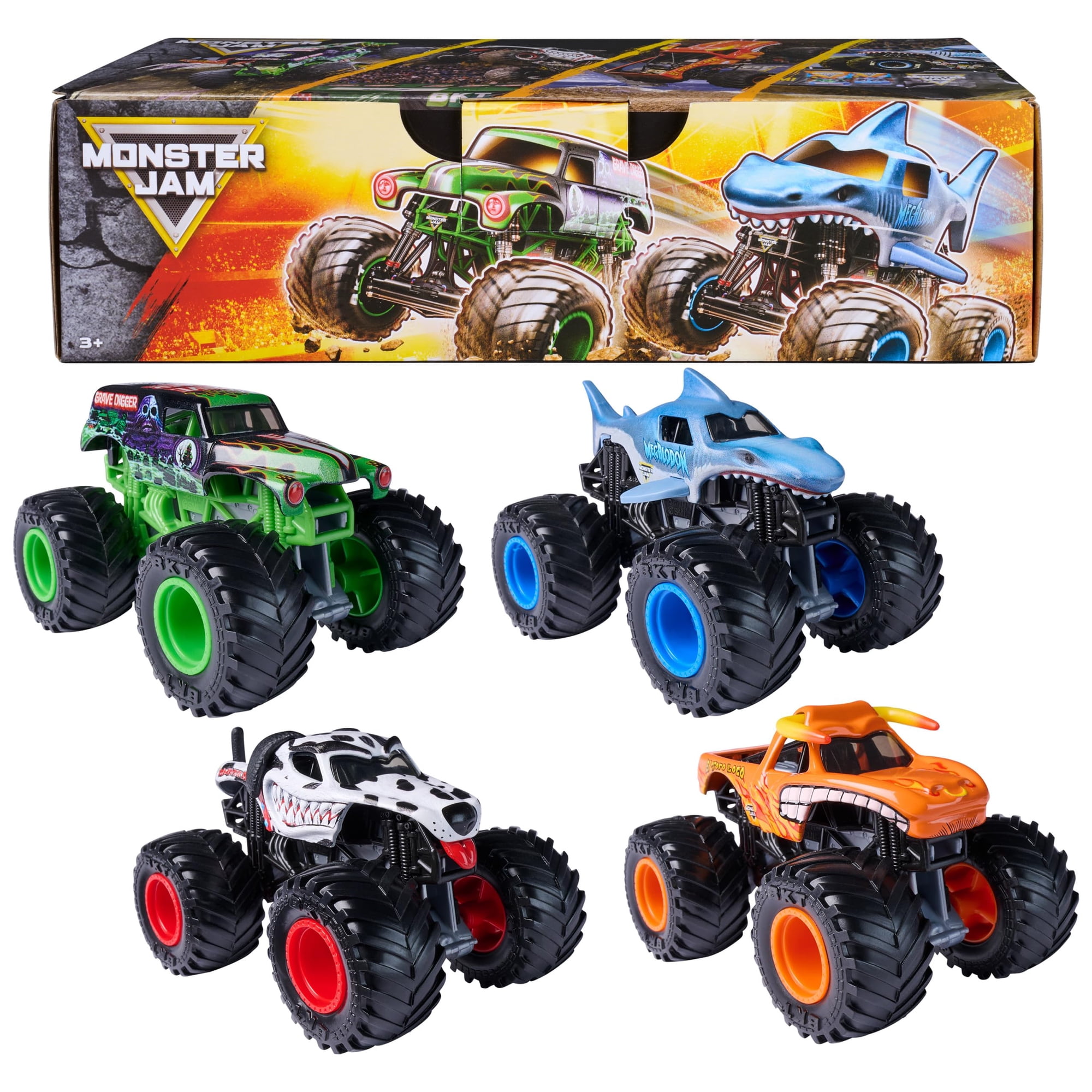 Monster Trucks Toy Monster Jam All Stars, Paquete De 4 Unidades, Escala 1:64