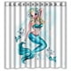 thumbnail image 1 of Cortina de ducha moderna con diseño de sirena rubia y ganchos, tamaño 66 x 72 pulgadas, 1 of 3