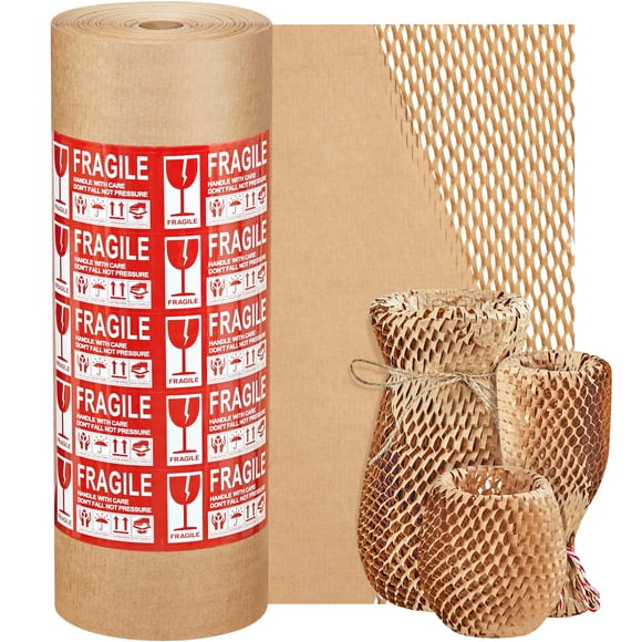 Papel de embalaje JARLINK tipo panal 38 cm x 100 m con etiquetas