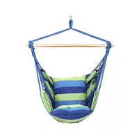 Genérico - Columpio Colgante Azul Y Verde Con Dos Almohadas Para Jardín