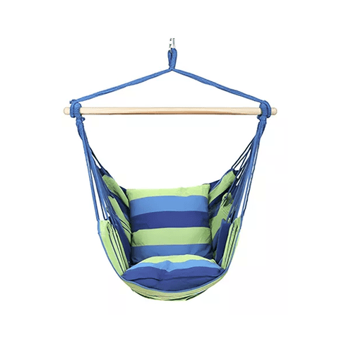 Genérico - Columpio Colgante Azul Y Verde Con Dos Almohadas Para Jardín