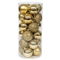 Wakeshome - 24 Esferas Navideña 6Cm Bambalinas Adornos Arbolito Navidad