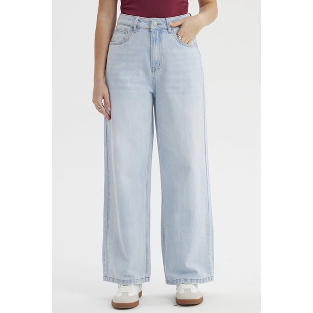 Jeans Mujer Wide Leg Lavado Azul Claro