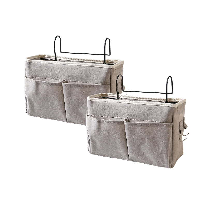 Xusx111 - 2-pack Caddy Junto A La Cama, Organizador De Almacenamiento Colgante Junto A La Cama Para Dormitorios Universitarios, Literas Y Carriles De Camas De Hospital, La Cesta Colgante Se Puede Colo