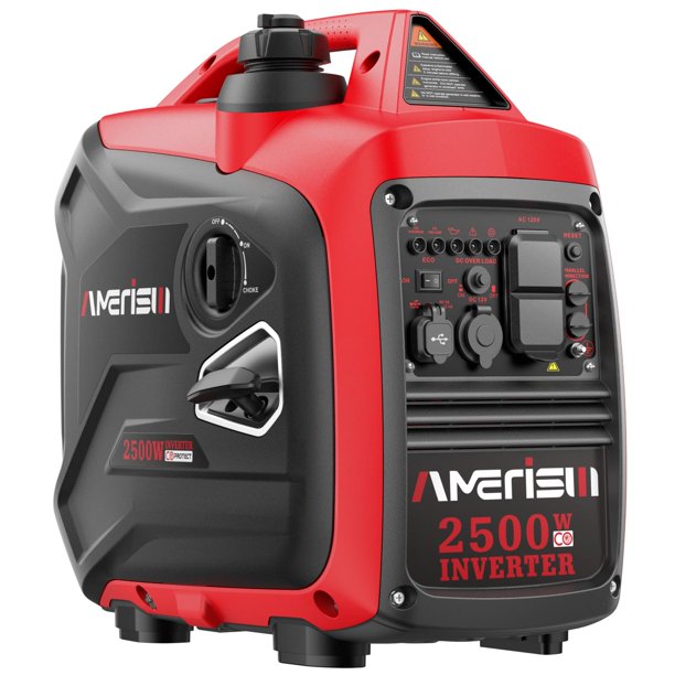 Generador portátil a gas AMERISUN de 2500 W con sensor de CO y funcionamiento silencioso