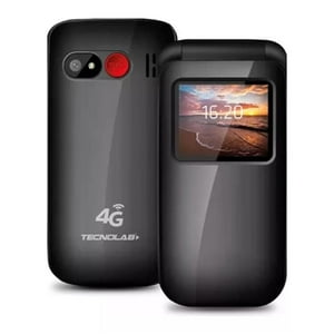 Tecnolab - Telefono Senior Adulto Mayor Tipo Almeja 4G Negro