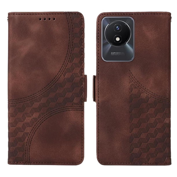 Carcasa FOXDOCK Vivo Y02 4G de cuero PU, diseño acolchado clásico, protección contra caídas y rayones