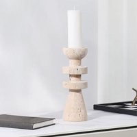 Santú Home & Deco - Candelabro Torre Alfil Figura Decorativa Travertino Pequeño
