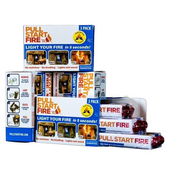 Encendedor de fuego Pull Start Fire de encendido rápido, fácil e impermeable, paquete de 12