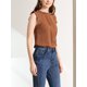 thumbnail image 5 of INSPIRE CHIC Blusas sin mangas para mujer de regreso a clases, blusas de trabajo con volantes y pliegues, tops elegantes marrón XL, 5 of 7