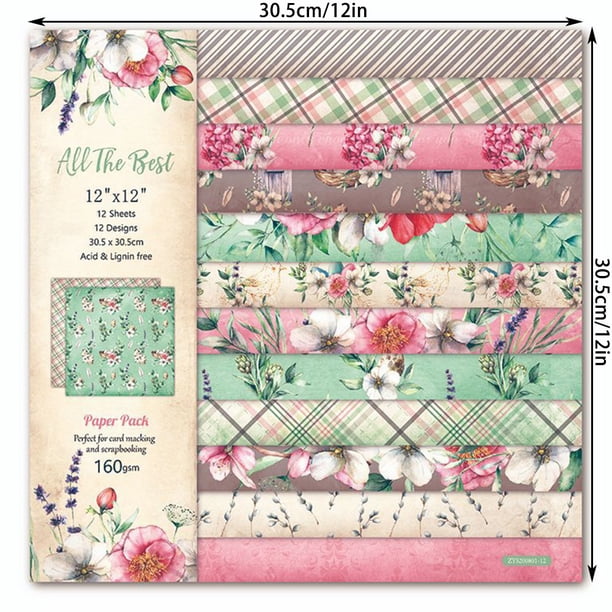 12pcs Flower Little Angel Geometric Retro Pattern DIY Material Scrapbook Background Paper Non-self-adhesive 12*12in